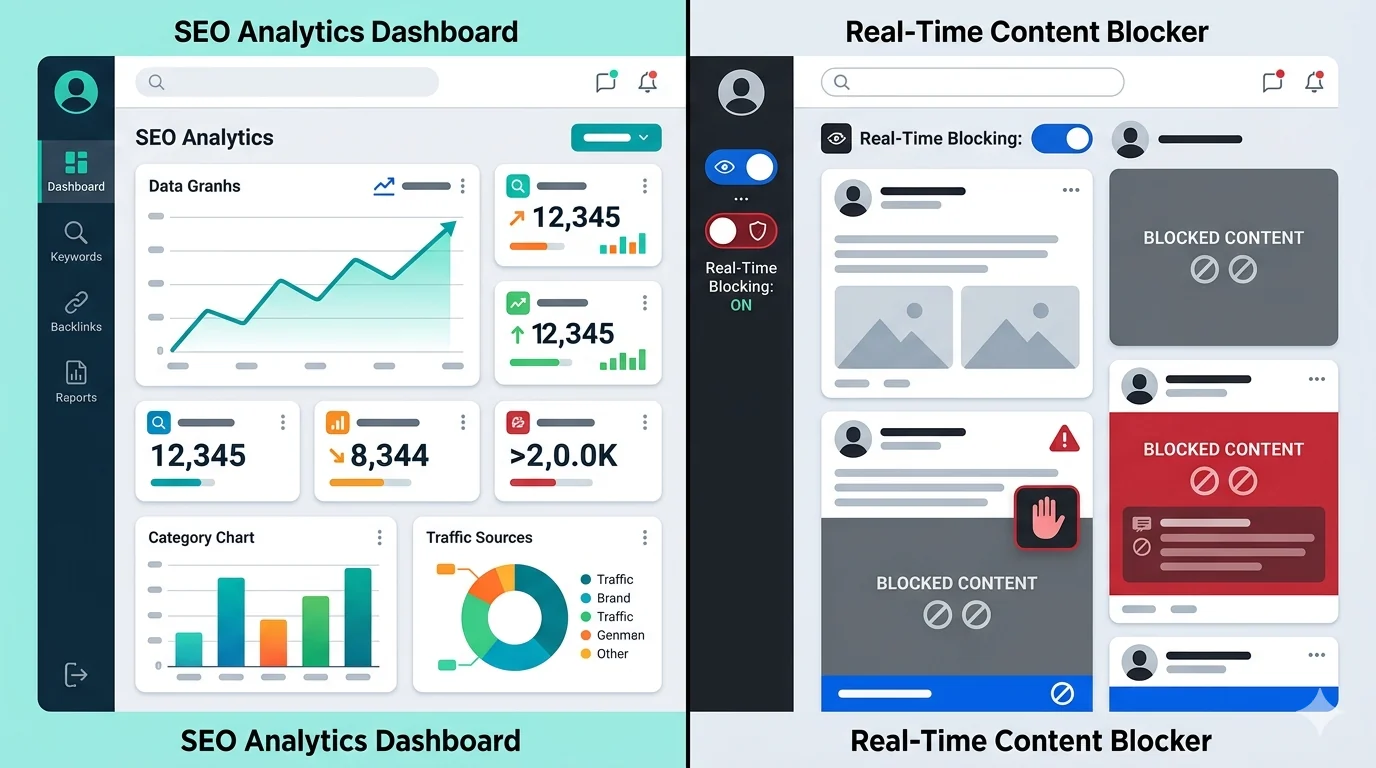 Comparison of Keywords Everywhere and keyword blocking extensions